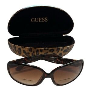 Guess Tortoise Reader Sunglasses Brown Gradient Lenses + Case Beach Resort Vacay